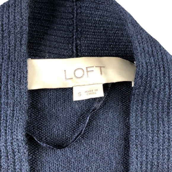 Loft Womens Small Blue Wrap Bell Sleeve Open Front Cardigan Sweater - Picture 2 of 11